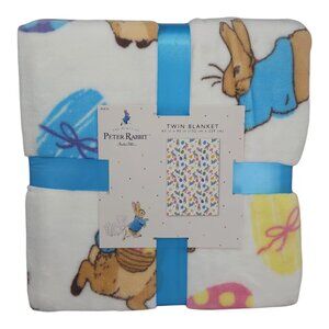 Peter Rabbit Twin Blanket 90"X 60" Polyester Soft & Cozy Easter Bunny Blue White